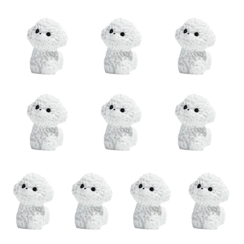 

Set Of 10 Bichon Frise Puppys Miniature Sculptures for DIY Terrariums and Office Decoration