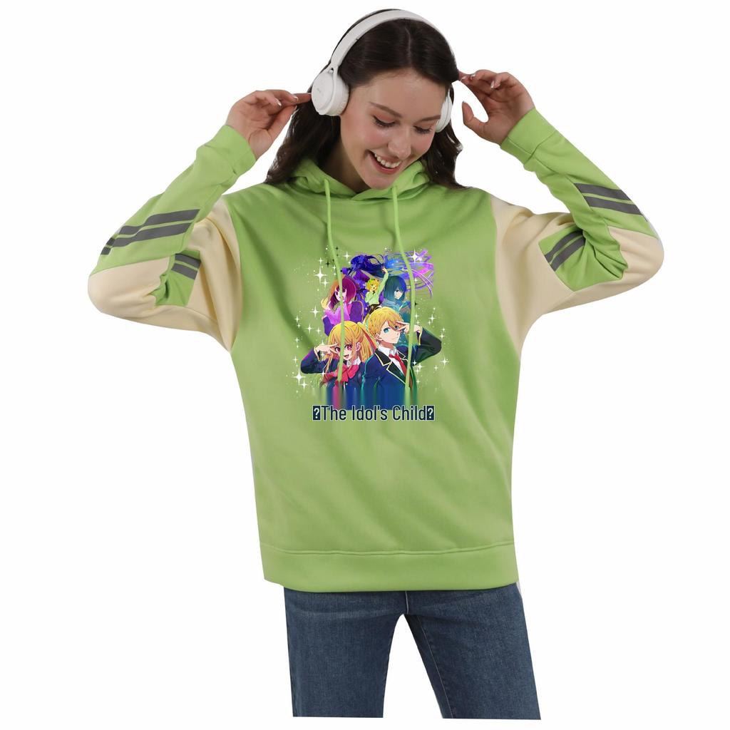 Oshi no Ko Color Block Patchwork Hoodie with Fleece Lining