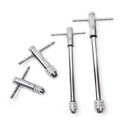 Adjustable Reversible Ratchet Tap Wrench 1Pcs T-Handle M3-8 M5-12 Tap Screw Holder Metric Thread Plug Mechanical Workshop Tools