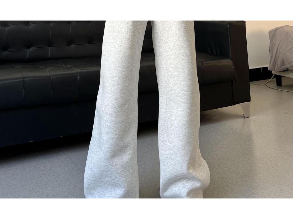 American Style Women's High-Waist Grey Joggers - Slimming, Versatile, Micro Flare Sweatpants for Spring and Autumn