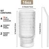 16oz Hobnail Drinking Glasses Set of 4, Stackable Glass Cups With Glass Straws, Aesthetic Cocktail Glasses