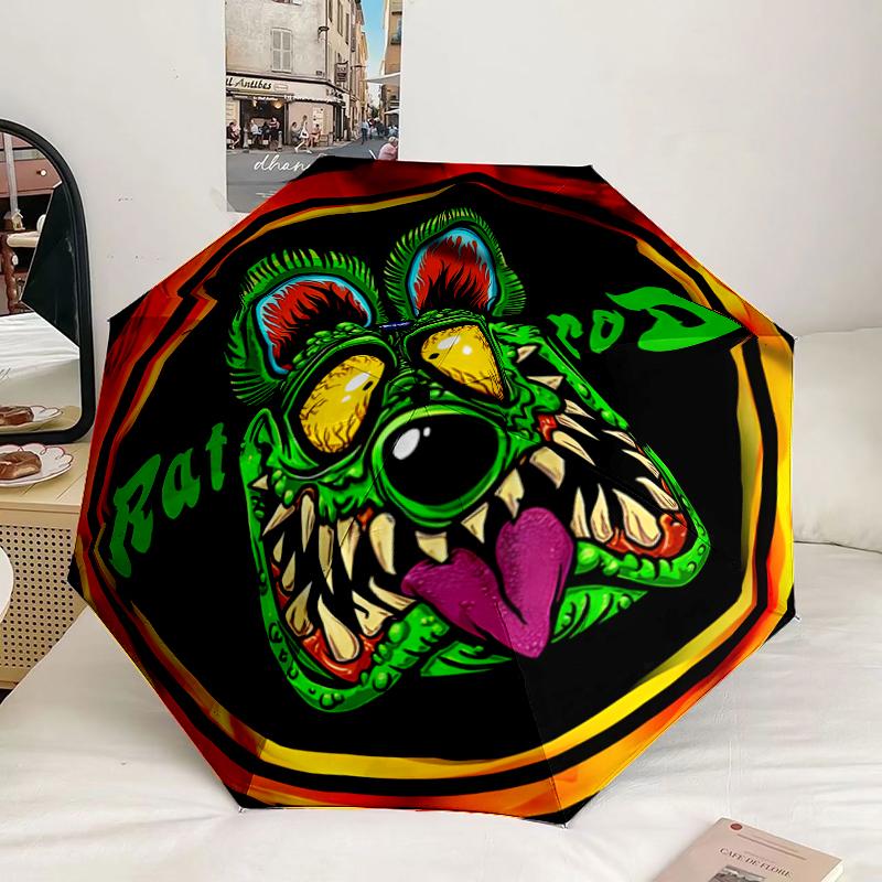 Retro Fink rat Art Umbrella 8-Frame for Travel, camping, Casual Lightweight Portable Umbrella, Essential for every family Holidays Gift