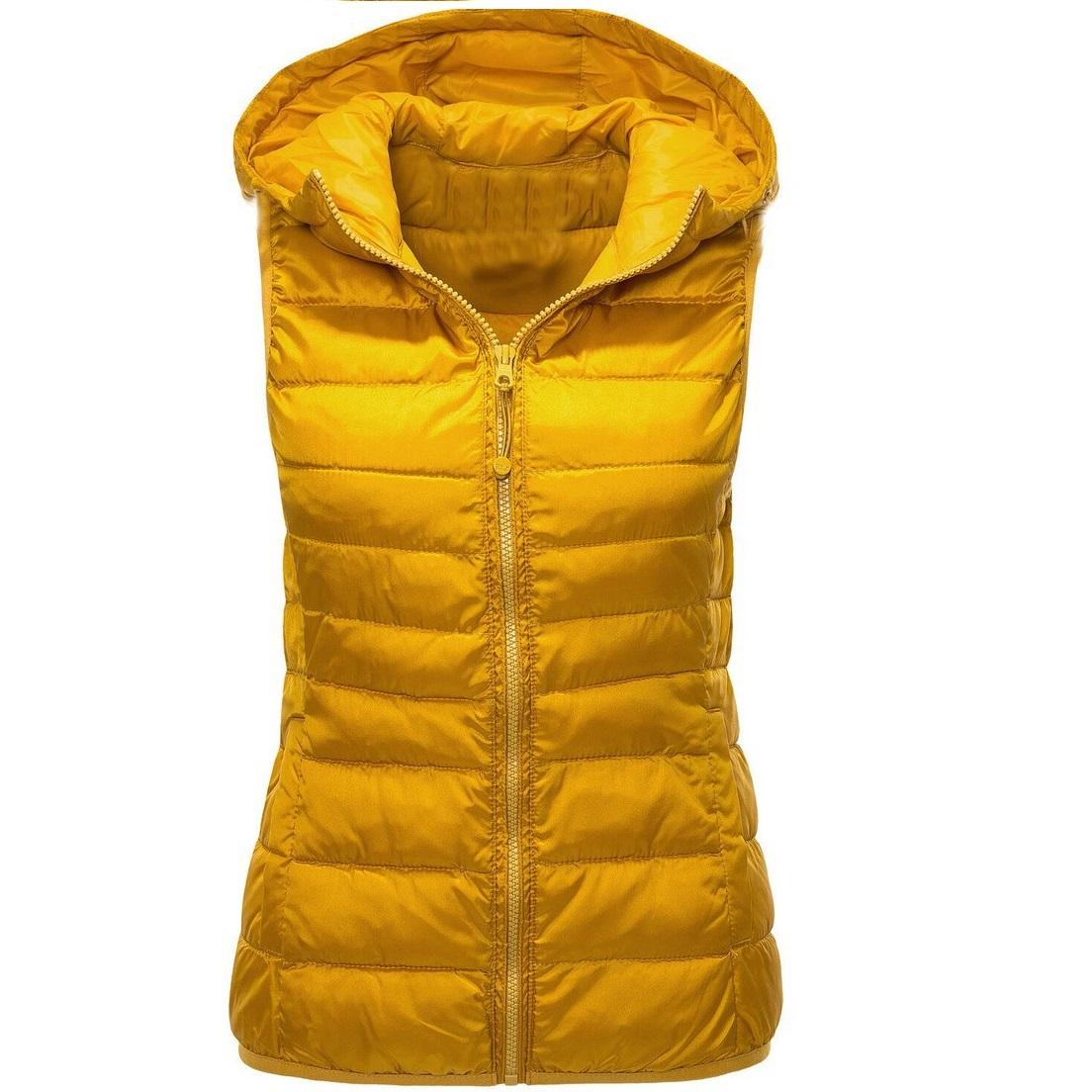 

Женский жилет Женский жилет Осень-зима Безрукавка Теплый Легкий С Капюшоном Утепленная Женская Куртка Утепленная Верхняя Одежда M жёлтый