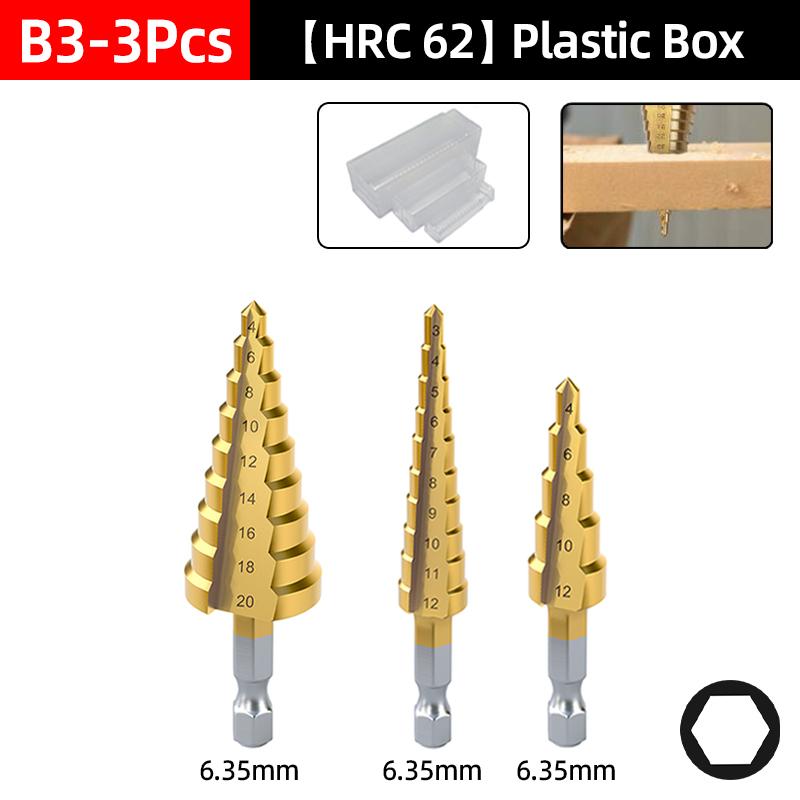 HSS Titanium Step Drill Bit Set For Metal Wood Punch Hole Cutter Conical Stage Stepped Drills Power Tools 3-12 4-12 4-20 4-32mm
