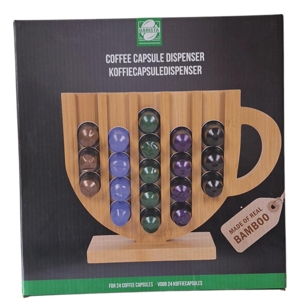 Bamboo Stand For 24 Nespresso Coffee Capsules, 5 Rows