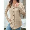 2025 Herbst/Winter Damen Kapuzen-Strickjacke - Europäischer & Amerikanischer Stil, Gerippter Einreiher Pullovermantel