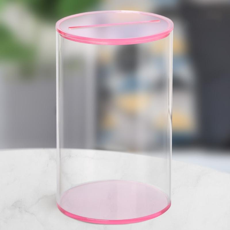 Modern Clear Acrylic Saving Jar Shatterproofs Design Easy Coin Access Safe For Kids Home Office Use