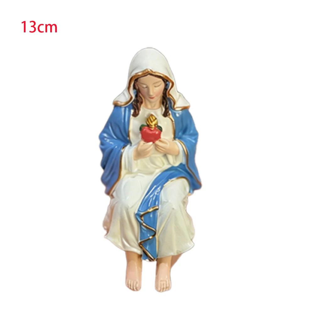 Sitting Design Jesus Resin Figurine Resin Material Desk Companion Virgin Mary Statue I Am With You Always Sign Religious Statue