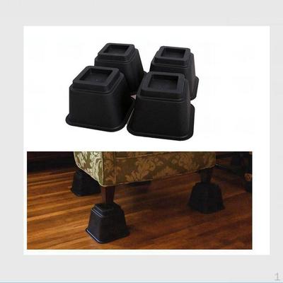 4 Piece Bed Riser Furniture Lifter Elevators Lift Expand Black, 3 Inch Height