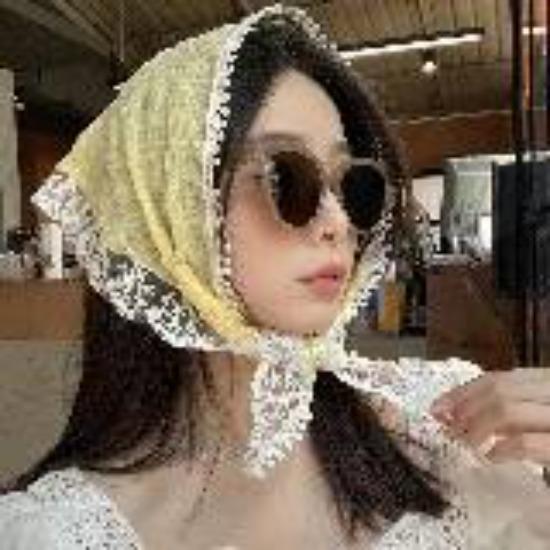Headscarf Female Bag Head Triangle Seaside Photo Headscarf Headscarf Xinjiang Travel Wear Headscarf White Lace