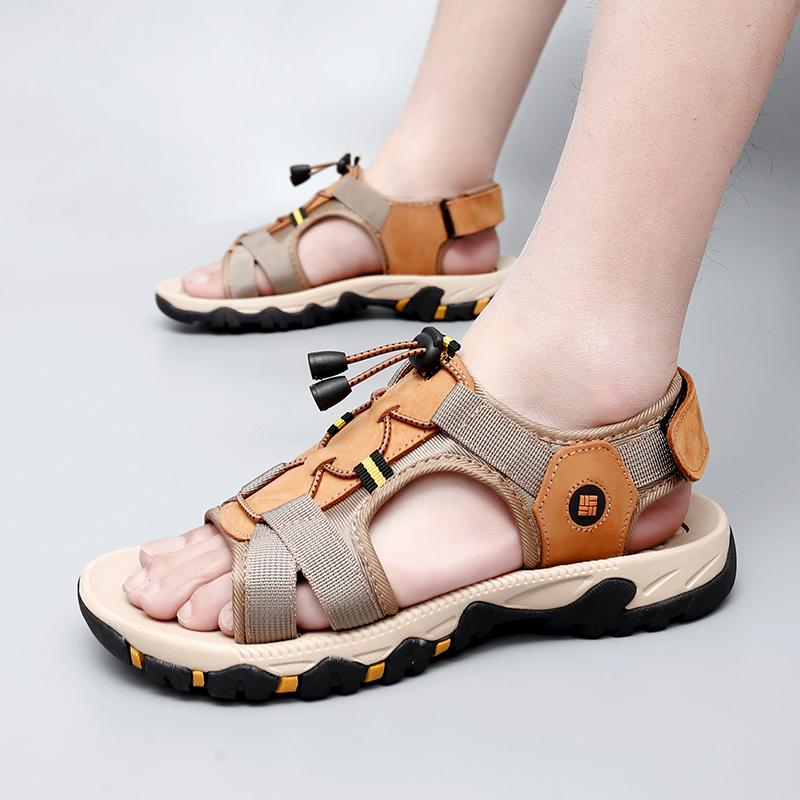 Fashion New Men's Sandals Soft Genuine Leather Sandals Shoes Men Large Size Outdoor Summer Shoes Comfort Beach Sandals Roman Men Shoes