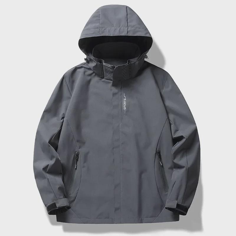 6266 Unisex Vattentät Vindtät Lättviktig Enfärgad Jacka med Huva