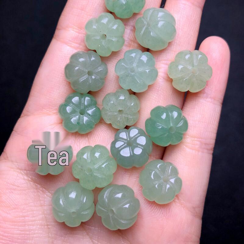Green Agate Flat Pumpkin Bead Pendant with Center Hole for DIY Bracelets and Necklaces