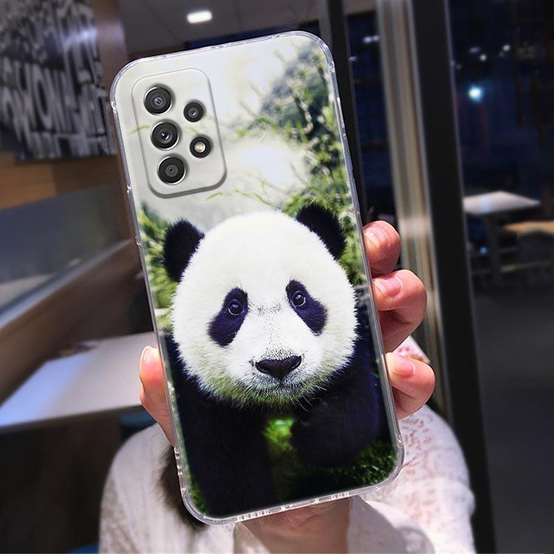 Čiré pouzdro Chinese Baby Panda pro Samsung Galaxy A52 A51 A53 A72 A71 A73 A32 A31 A33 A41 A22 A11 Měkká roztomilá pouzdra Kryt Lazy Bear