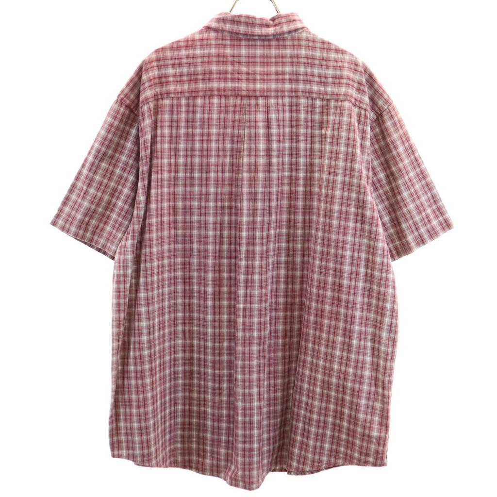 DAVID TAYLOR Check Pattern Short sleeve Button down shirt XL Red series Men's Used