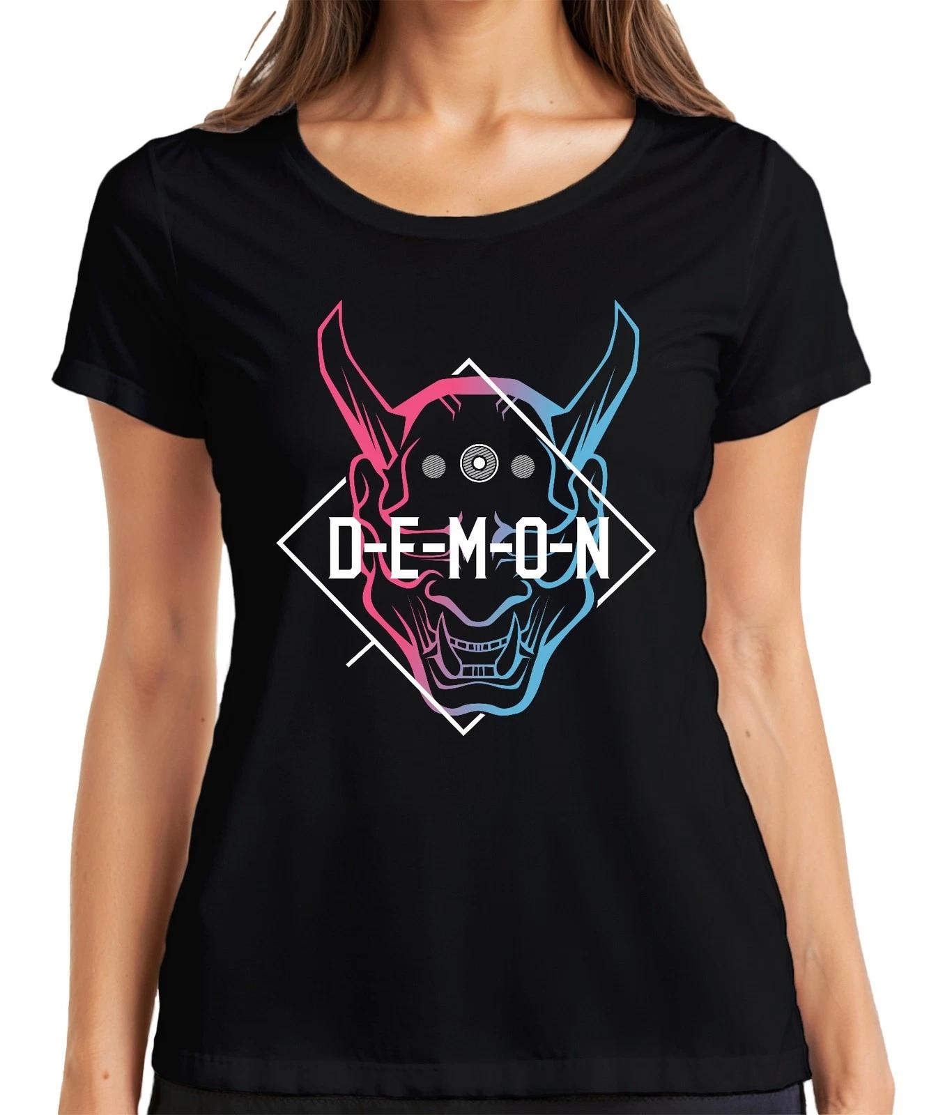 DEMON Oni Maske Halloween Anime Manga Gaming Vaporwave Streetwear Damen T-Shirt M