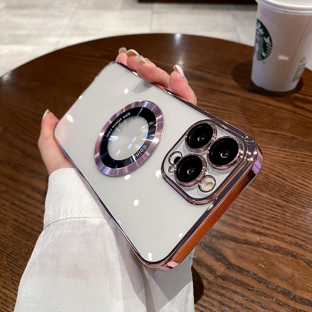 Luxury Electroplated Magnetic Mobile Phone Case for iPhone 11 12 13 14 15 16 Pro Max Back Cover with Lens Film Protection