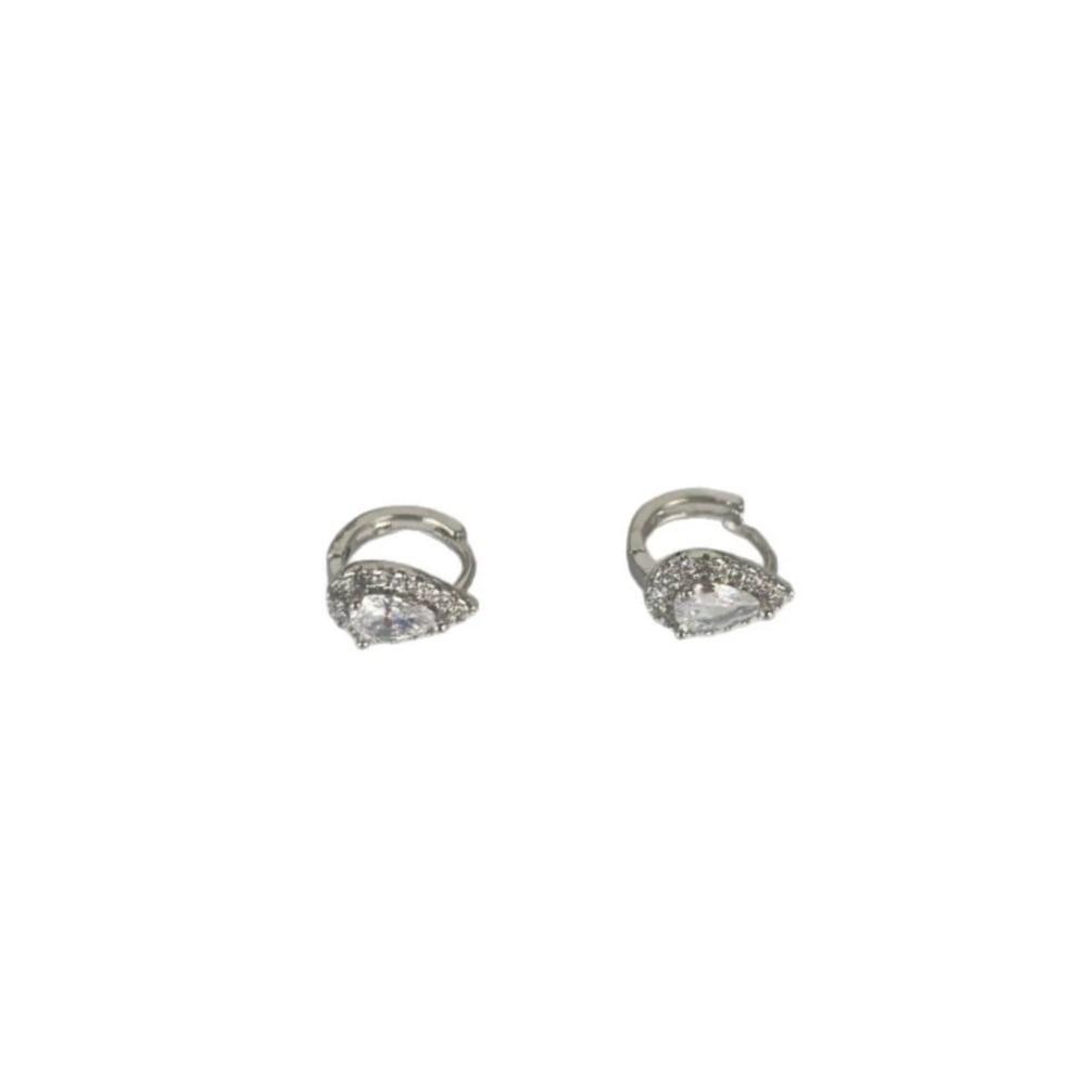 Pear Teardrop Stud Earrings Mini Ear Buckle Shining Water Drop Zircon Hoop Earrings  Accessories
