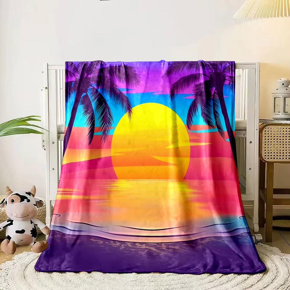 Tropical Sunset Paradise Print Blanket Soft and Cozy Perfect for the Living Room Bed Sofa or a Nap,gift