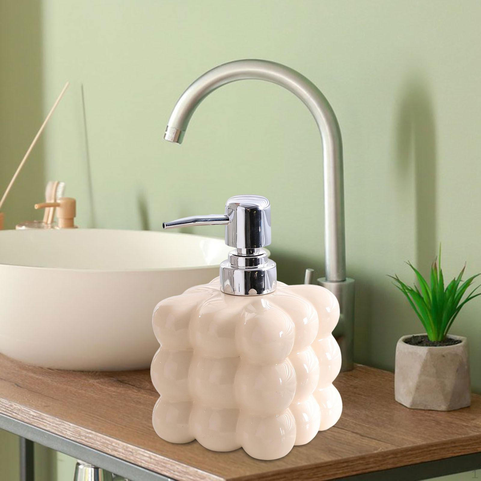 Ceramic Liquid Soap Dispenser Ceramics Bathroom Bottle Empty Pump Lotion White