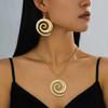 European & American Fashion Ocean Metal Conch Necklace & Earrings Set: Spiral Pattern Design