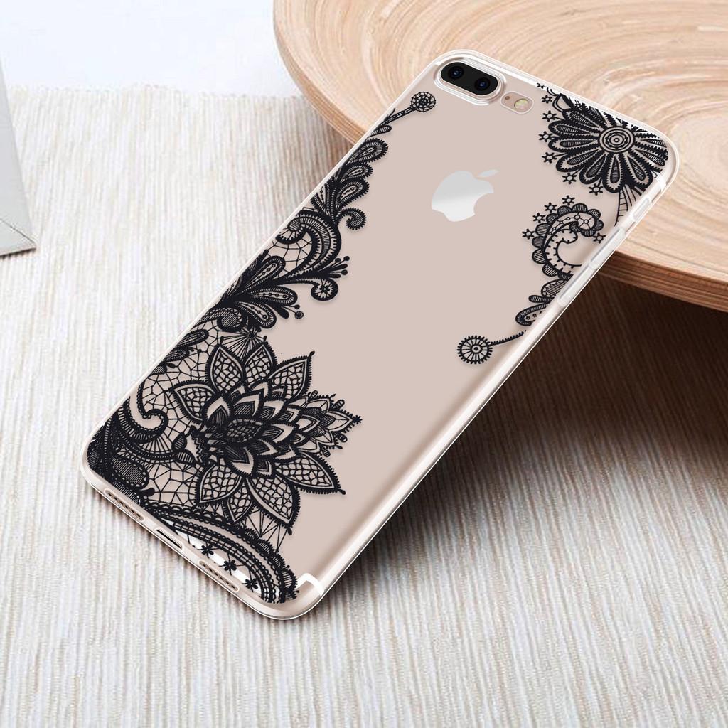 Lace Slim Flower Clear Soft Silicone Case Cover For Iphone X 6s 7 8 Plus