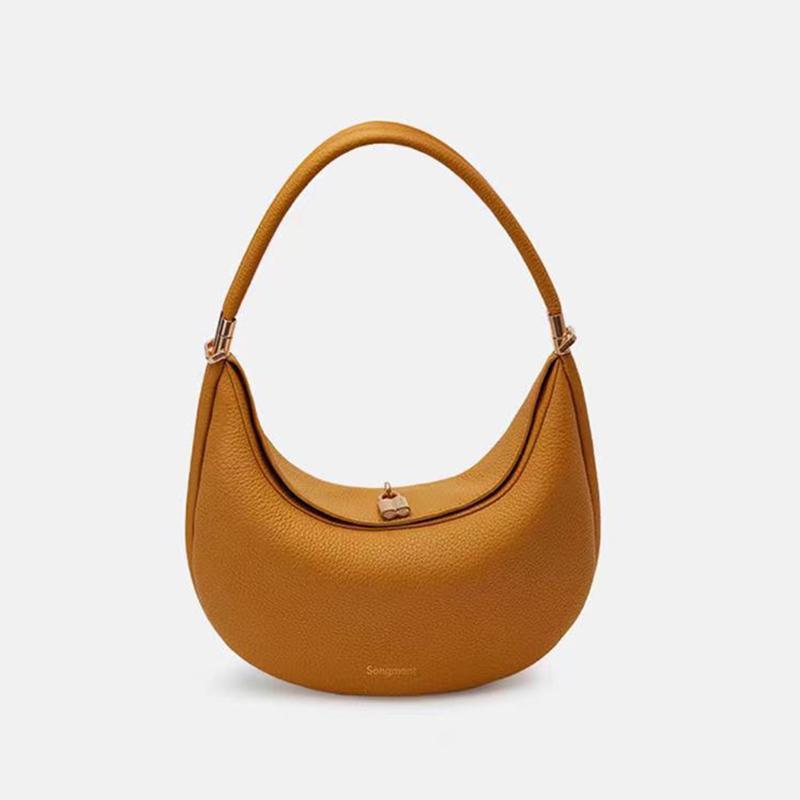 Designer Shoulder Underarm Leather Bag For Women New Fashion Portable Solid Color Female Travel Handbag