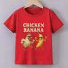 Banana Chicken Print Children Tshirts Summer Casual Fashion Funny Meme Short Sleeve Kids Tops Colorful ONeck Tshirts