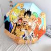 1 Adet Otomatik Katlanır Şemsiye - Luffy D Desenli Taşınabilir Katlanabilir Tasarım 8 Kemerli Noel Doğum Günü Hediyeleri