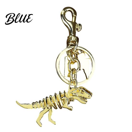 Colorful Metal Keychain Pendant Dinosaur T-Rex Skeleton Metallic Luster Bag