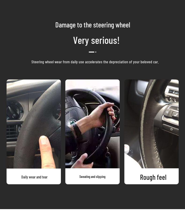 Tesla Hand-Stitched Genuine Leather Steering Wheel Cover for Models 3/Y/X/S - Full Coverage, Anti-Slip Grip.