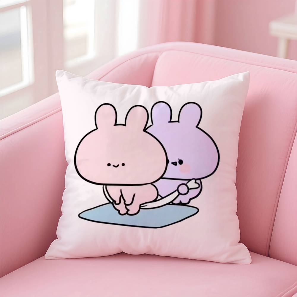 A-Asamimichan Cute Bunny Pillow Case Comfort Sofa Bed Silky Elegant Invisible Zipper Custom Decorative Cushion Cover