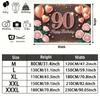 Red 90th Floral Birthday Backdrop 1pc - Polyester Party Decor