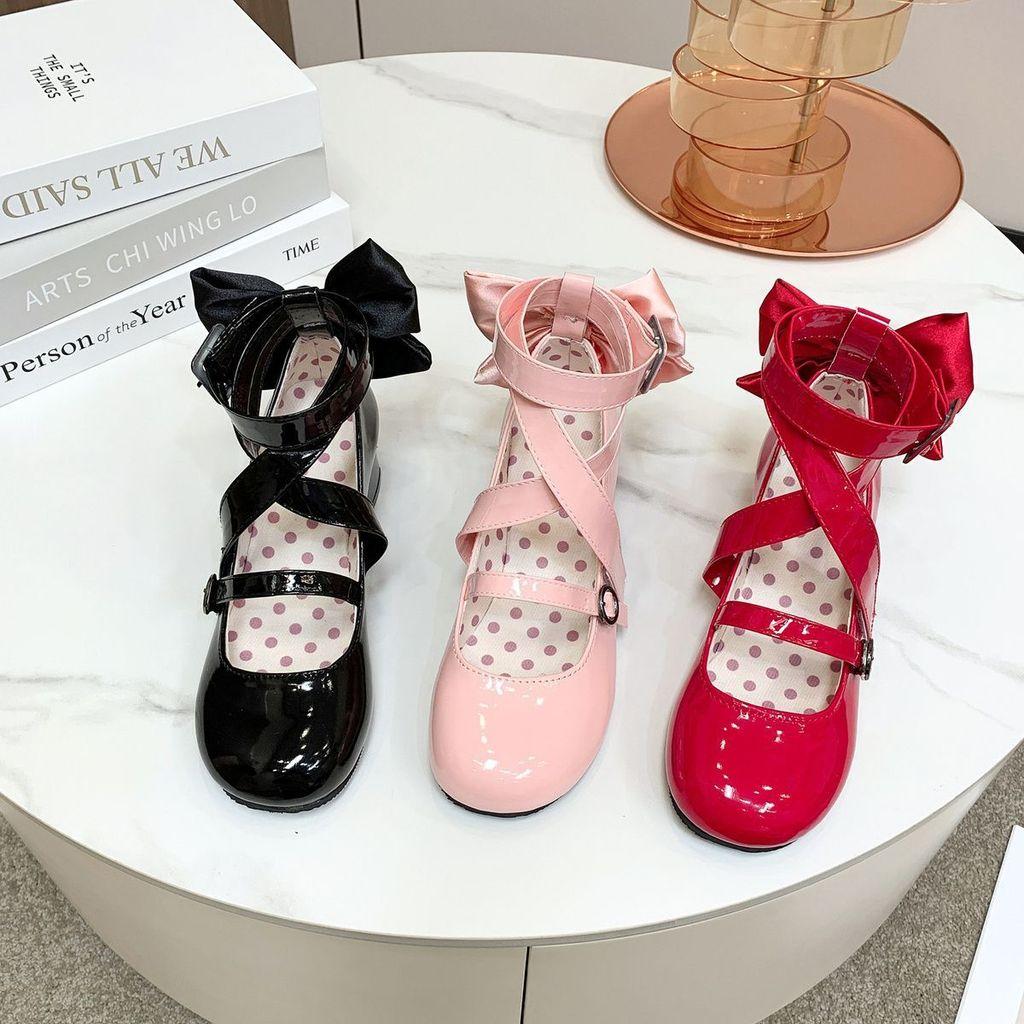 Lolita Style Mary Janes With Pu Upper And Medium Heel For Womens Daily Comfort