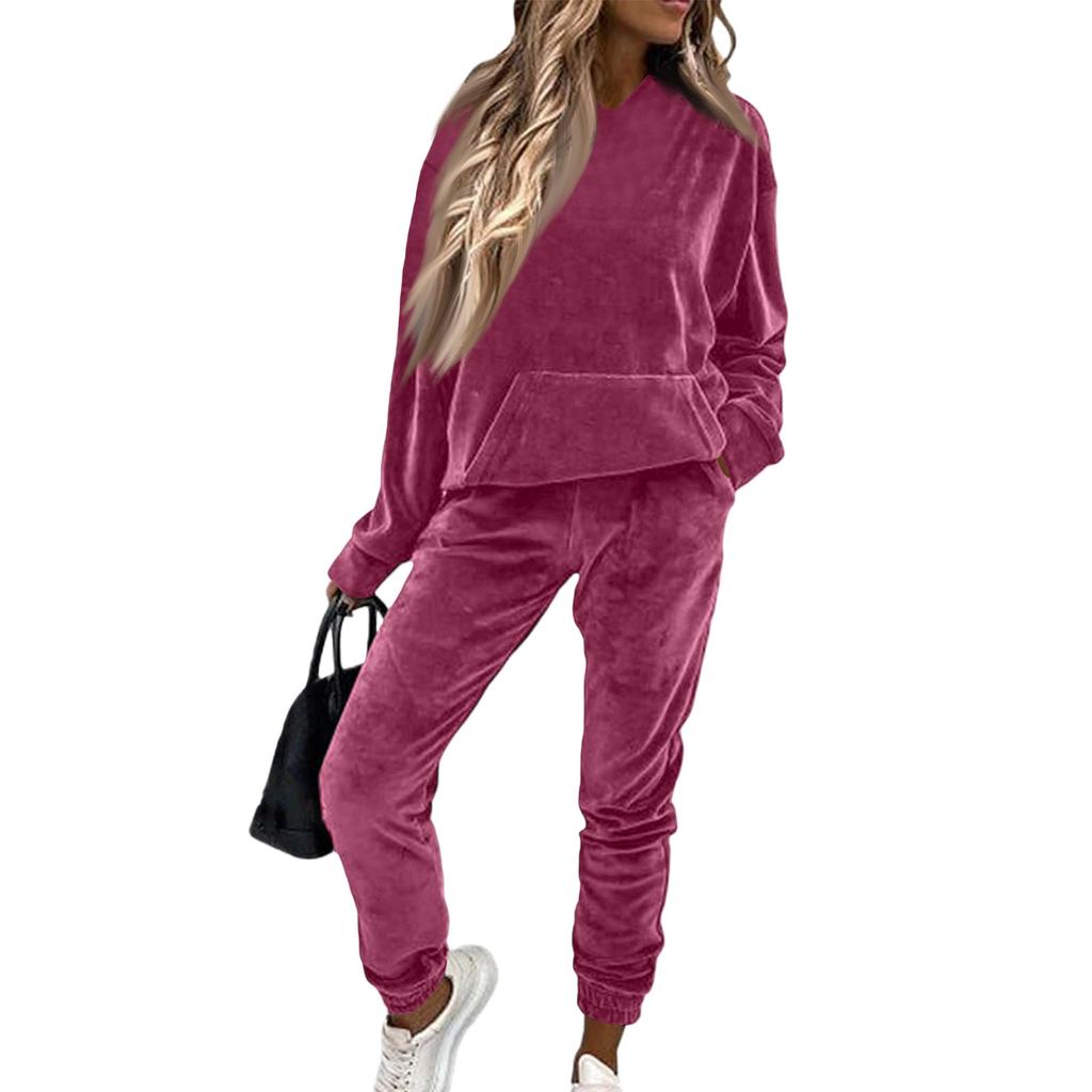 Women  Velvet Tracksuits Jogging Hoodie Sweatsuits