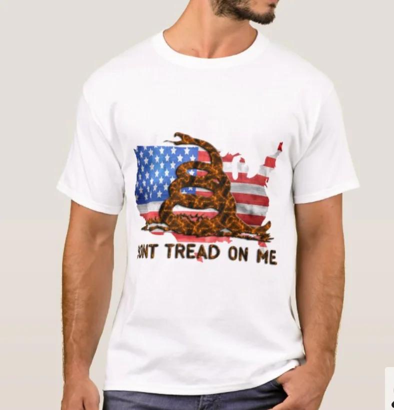 

Dont Tread on Me Rattlesnake with American Map Flag TShirt Summer Cotton Short Sleeve ONeck Mens T Shirt New S3XL S