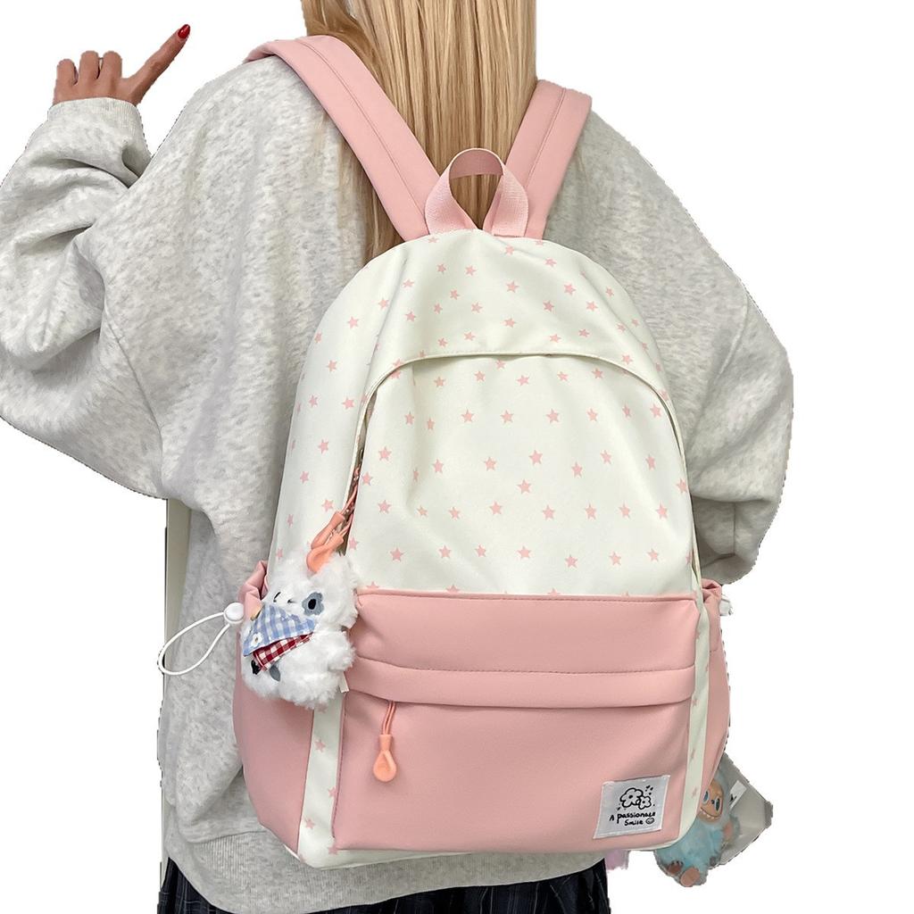Schoolbag a junior high school bag student ins large capacity star backpack fresh and cute lightweight versatile backpack