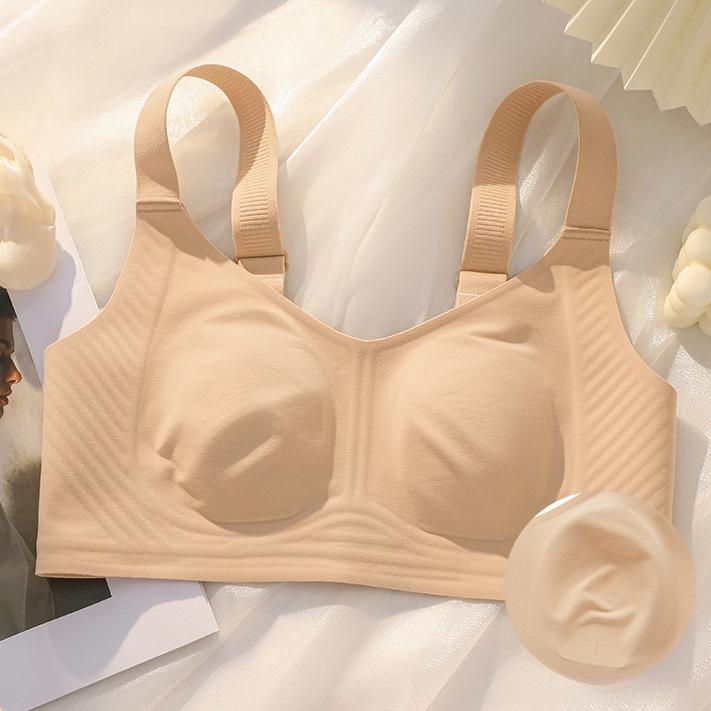 Underwear Women's Summer Thin No Trace Rabbit Ear Bra Large Size Double Breasts Anti Sagging Bra
