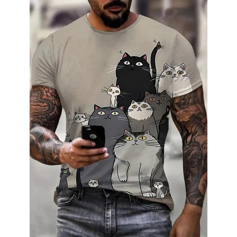

Забавные мужские футболки с принтом животных, летние повседневные с круглым вырезом, с коротким рукавом, уличная мода, одежда для мужчин оверсайз, уличные футболки 5XL
