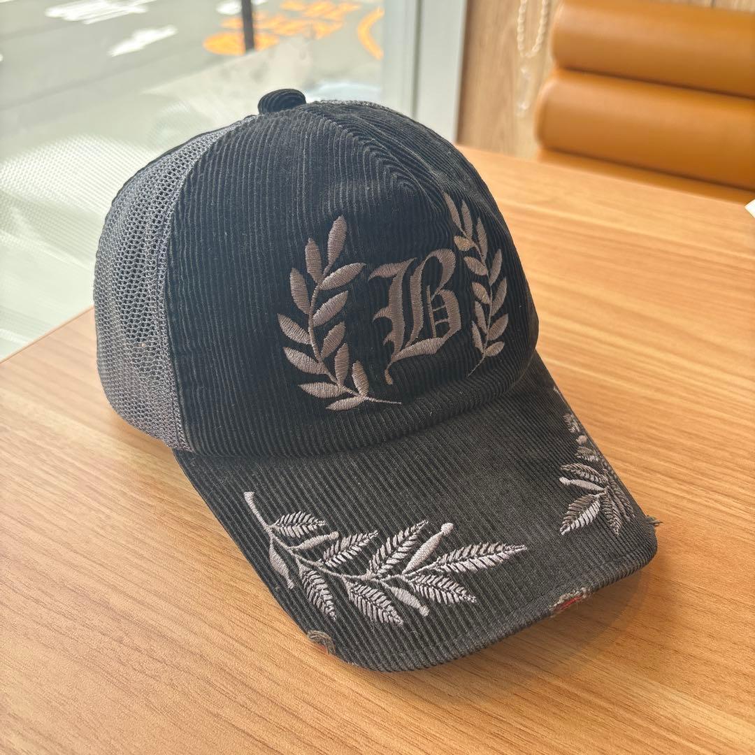 Used city 00s beams logo embroidery corduroy mesh distressed cap