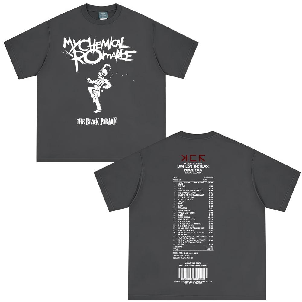 Rock Band My Chemical RoUnisexce Tshirt The Black Parade 2026 Tour Tshirts Unisexs Women Clothing Vintage Gothic T Shirt Streetwear