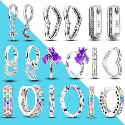 Earrings For Women 925 Silver Original Charm Double Hoop Earrings Anniversary Jewelry Gift