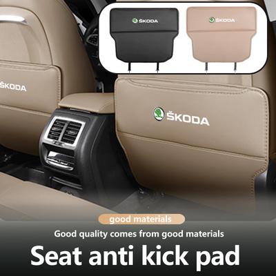 AAABR1 Leather Anti-Kick Pad Car Waterproof Seat Back Protector Cover Storage Bag For Octavia Superb RAPID FABIA KAMIQ KAROQ