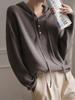 Women's Solid Wool Knit Hooded Sweater - Autumn/Winter Loose Slimming Pullover
