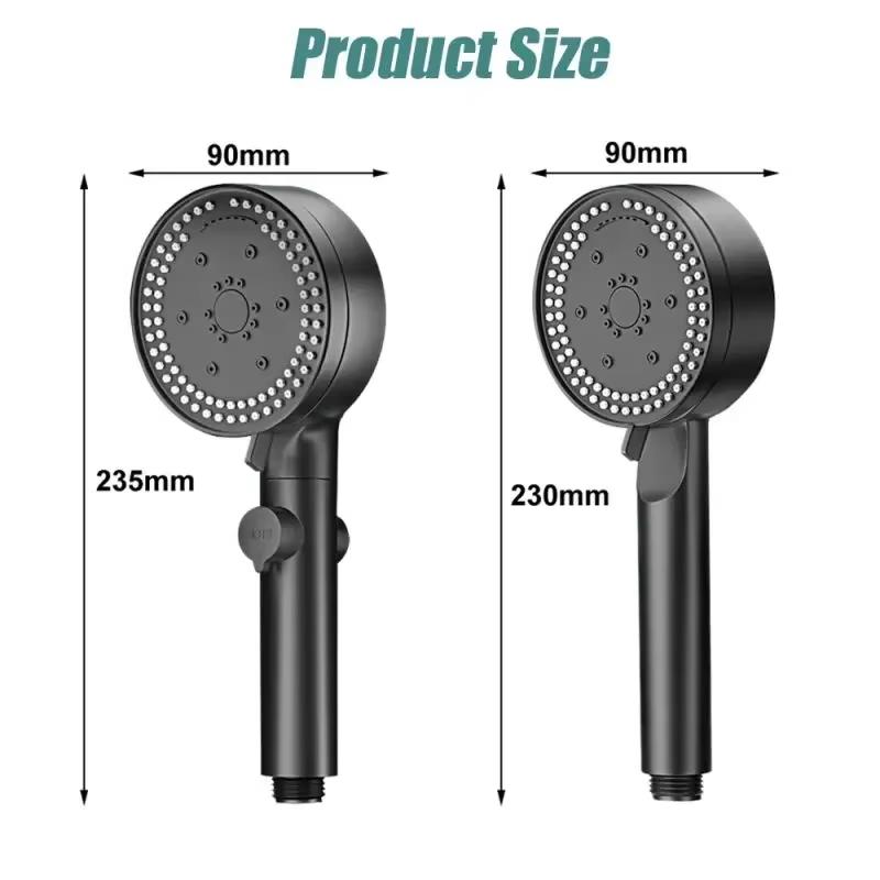 8 Modes High-Pressure Shower Head Fall Resistance Black Handheld Showerhead Water Saving Bathroom Shower Accessories Tool Parts