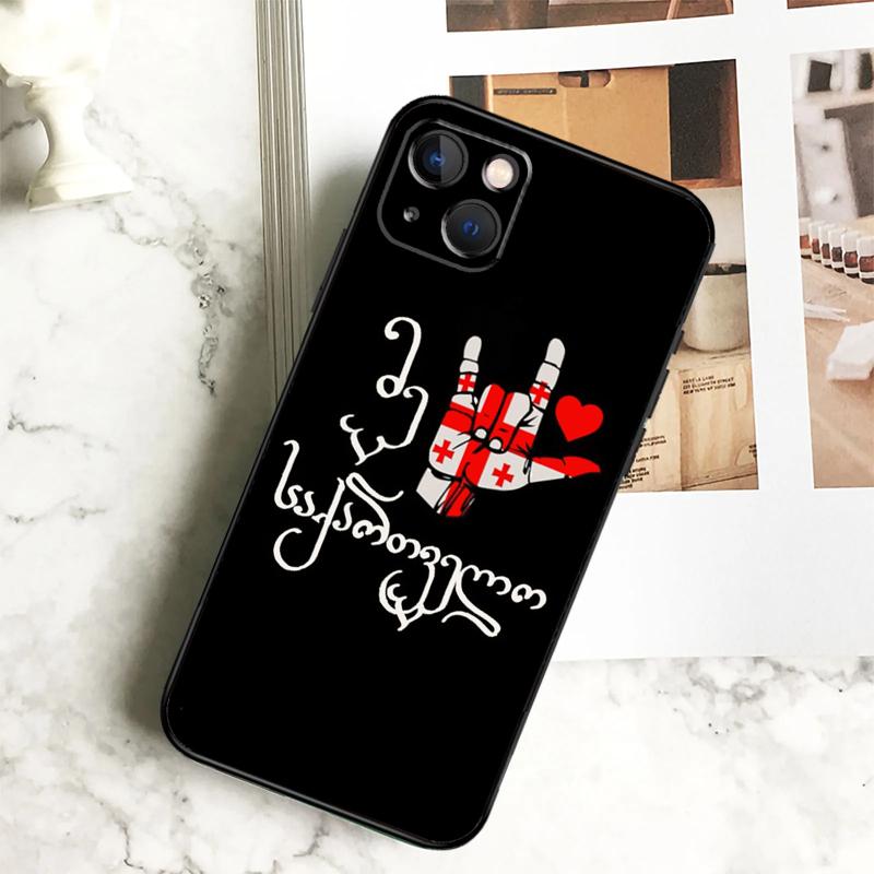 Georgia Flag Phone Case For iPhone 17 16 15 14 13 12 11 Pro Max Plus 12 13 Mini 16e 17 Air Cover Coque