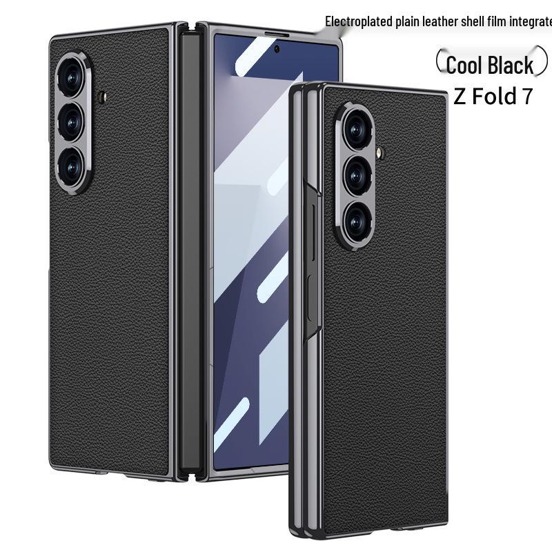 Solid Color Electroplated Leather Case for Samsung Z Fold7