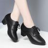 Scarpe da Lavoro da Donna Nere Stringate Tacco Medio Scarpe in Pelle Primavera Autunno Suole Morbide Traspiranti Confortevoli Scarpe Singole Delicatamente