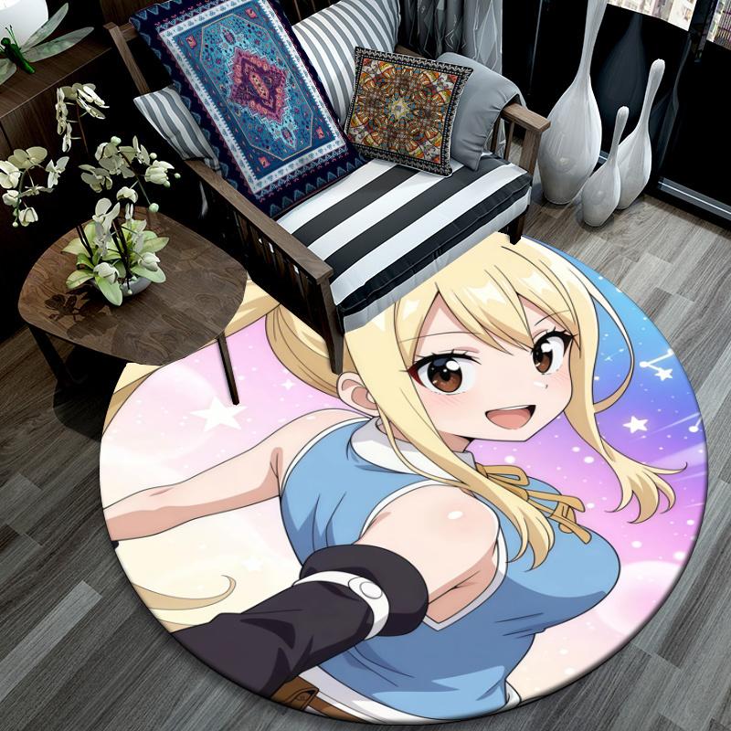 Lucy Heartfilia pattern round rug,Carpet Rug for Living Room Bedroom Playroom ,Non-slip Floor Mat,Holiday Gifts and Birthday Gifts.