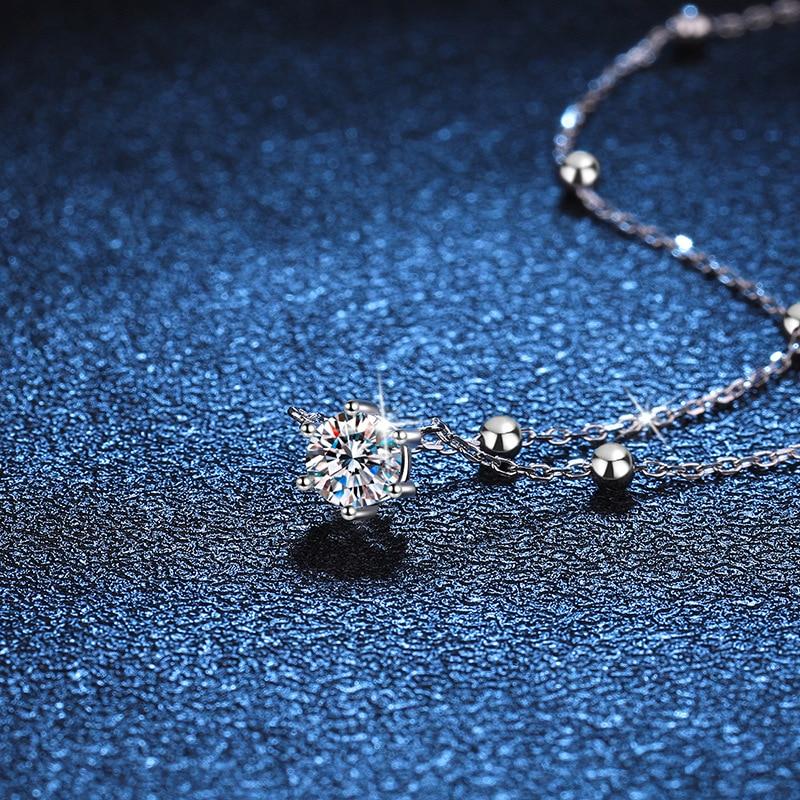 0.5CT Brilliant Moissanite Necklaces for Women Wedding Date Luxury Quality Pendant S925 Sterling Silver Plated Platinum